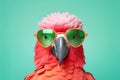 pink parrot with sunglasses, AI generated