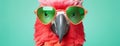 pink parrot with sunglasses, AI generated