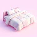 Pink Pastel Bedroom Scene: Soft Comforter and Pillows on a Minimalist Bed Royalty Free Stock Photo