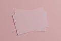 Pink pastel business card paper mockup template with blank space cover for insert company logo or personal identity on cardboard