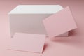 Pink pastel business card paper mockup template with blank space cover for insert company logo or personal identity on cardboard