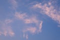 Pink pastel clouds at sunset blue sky. abstract photo, background image Royalty Free Stock Photo