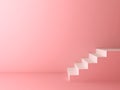 Pink pastel color room background with white stairs 3D rendering