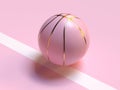pink pastel gold abstract ball/basketball 3d render sport object concept Royalty Free Stock Photo