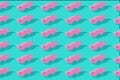 Pink pastel mustache pattern on a mint green background.