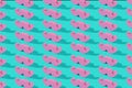 Pink pastel mustache pattern on a mint green background.