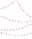 Pink pastel party flag set, vector illustration