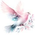 pink pastel pigeon bird watercolor paint for card decor