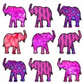 Pink pastel retro elephant print
