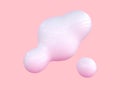 Pink pastel scene 3d render white abstract bubble sphere shape levitation