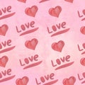 Pink pattern love heart vallentines dinoboy art  print clothes textile design cute scrapbooking paper elements Royalty Free Stock Photo