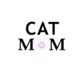 Pink paw print and heart. Cat mom text. Happy Mother`s Day Royalty Free Stock Photo