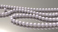 Pink pearl beads on a mirror background 3d render