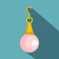 Pink pearl pendant icon, flat style