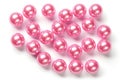 Pink Pearly Beads, Isolated, Beading Craft Accessory, Beads Pile, Glass Flowers Beadwork Handicraft