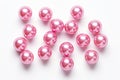 Pink Pearly Beads, Isolated, Beading Craft Accessory, Beads Pile, Glass Flowers Beadwork Handicraft