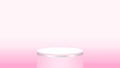Pink pedestal cylinder for cosmetics showcase, podium circle stage pink pastel soft color, podium round for make-up product