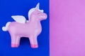 Pink Pegasus on a dark blue background Royalty Free Stock Photo