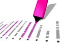 Pink pen marker used to highlight selected list elements