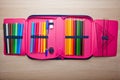 Pink pencil case studio quality Royalty Free Stock Photo