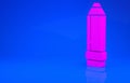 Pink Pencil with eraser icon isolated on blue background. Drawing and educational tools. School office symbol Royalty Free Stock Photo