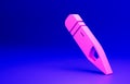 Pink Pencil with eraser icon isolated on blue background. Drawing and educational tools. School office symbol Royalty Free Stock Photo