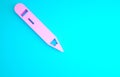 Pink Pencil with eraser icon isolated on blue background. Drawing and educational tools. School office symbol Royalty Free Stock Photo