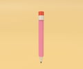 pink pencil icon, minimal 3d render illustration on Yellowish Orange background Royalty Free Stock Photo