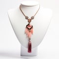 Pink Flower Necklace With Tassel - Art Deco Designer Inspired