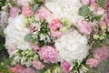 Pink peonies, white hydrangeas, delicate bouquet of flowers Royalty Free Stock Photo