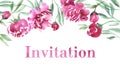 Pink peony flower invitation Royalty Free Stock Photo