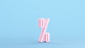 Pink Percent Percentage Amount Divided Proportion Business Commission Sign Symbol Kitsch Blue Background