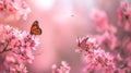 Pink petals, butterflies, and blooming trees create a springtime enchantment