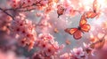 Pink petals, butterflies, and blooming trees create a springtime enchantment