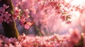 Pink petals, butterflies, and blooming trees create a springtime enchantment