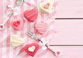 Pink Petit Fours in Heart shape Royalty Free Stock Photo