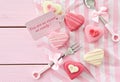 Pink Petit Fours in Heart shape Royalty Free Stock Photo