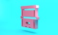 Pink Piano icon isolated on turquoise blue background. Musical instrument. Minimalism concept. 3D render illustration