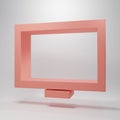 Pink Picture frame on table icon isolated on pink background. Minimalism concept. 3D render illustration Royalty Free Stock Photo