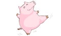 Pink pig happy dance cartoon