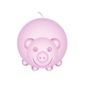 Silhouette of a pink smiling piggy bank. The design is suitable for decoration, decor, character, animation, icon, symbol, sign