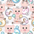 Pink Pig Love Money Seamless Pattern Royalty Free Stock Photo