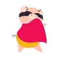 Pink Pig Superhero Character in Eye Mask and Cloak Having Super Power Vector Illustration Royalty Free Stock Photo