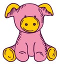 Pink pig toy. Cute soft plush animal Royalty Free Stock Photo