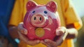 The pink piggy bank.AI generated image Royalty Free Stock Photo
