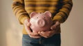 The pink piggy bank.AI generated image Royalty Free Stock Photo