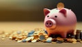 pink piggy bank for creative financial saving and deposit concepts. Generative AI