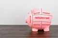 Pink piggy bank divided by types of personal financial planning Royalty Free Stock Photo