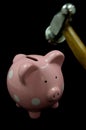 Pink Piggy Bank With Hammer Royalty Free Stock Photo