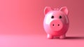 a pink piggy bank on a pink background